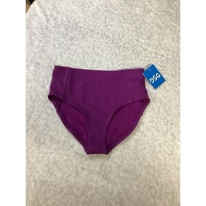 DSG Girls High Waisted Bikini Bottom Vibrant Violet Purple‎ Ribbed UV 50+ Large